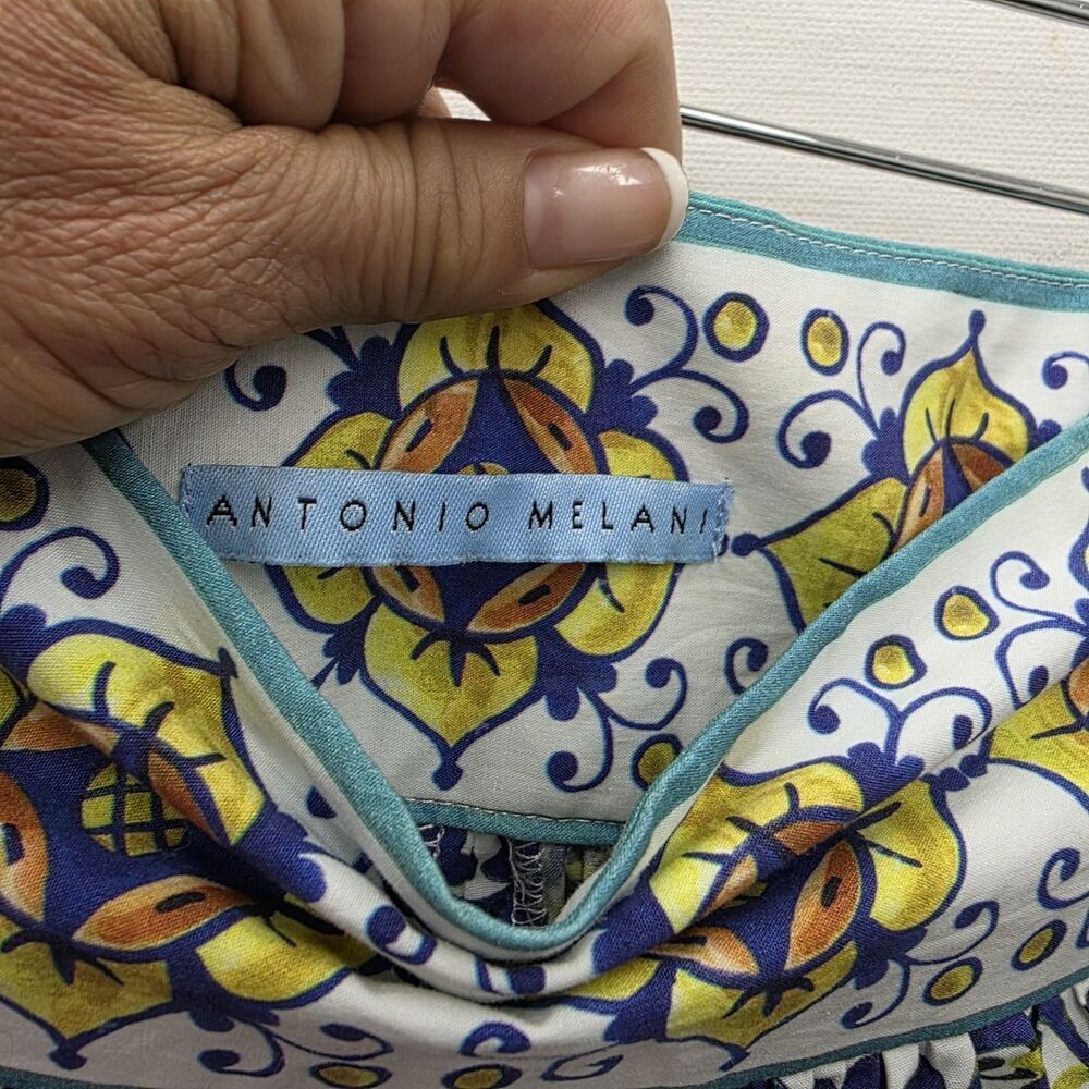 Antonio Melani Tegan Blue Yellow Mosaic Promenade Maxi Skirt Size 8 - Picture 6 of 7